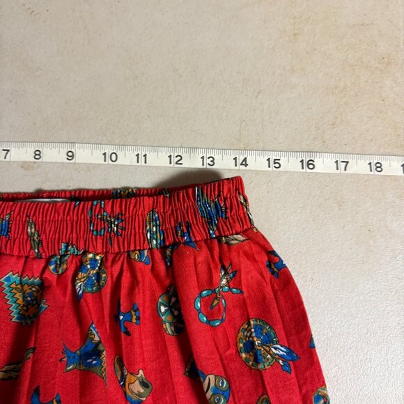 Vintage Cee Jay Sport Red Southwestern Print Tiered Skirt | Made in USA | Size M - Picture 7 of 9